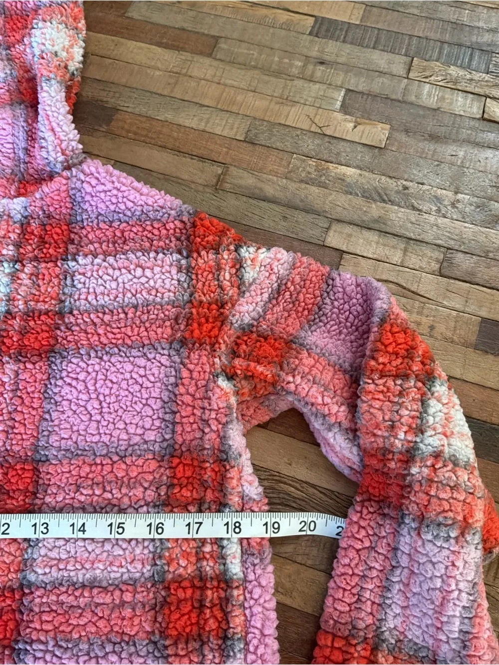 Fleece-like’Flannel Hooded Jacket - Pink & Orange Plaid